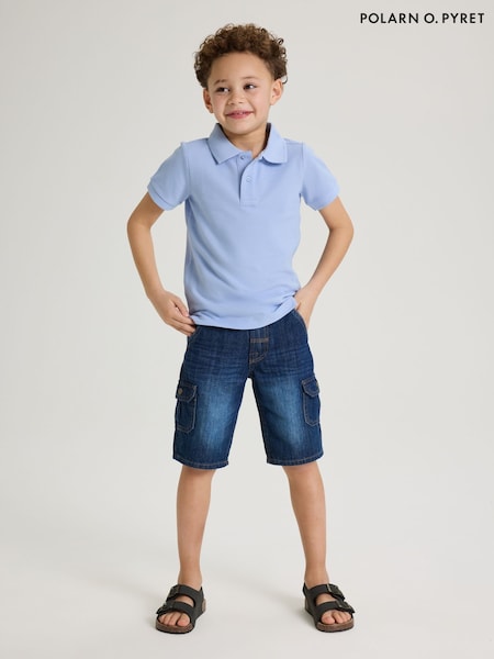 Polarn O Pyret Blue 100% Organic Cotton Cargo Shorts (F62887) | £26