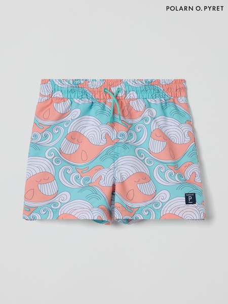 Polarn O Pyret Blue Whale Print Swim Shorts (F62910) | £24