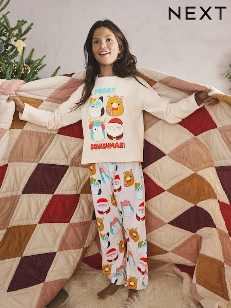 Ecru AOP Squishmallow Christmas Jogger Pyjamas (5-14yrs) (F62995) | £18 - £24