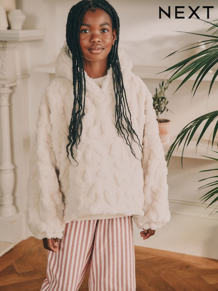 Cream Animal Hooded Cropped Blanket Hoodie (3-16yrs) (F63042) | £16 - £22