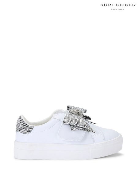 Kurt Geiger London Chrome Silver Mini Laney Bow Trainers (F63165) | £69