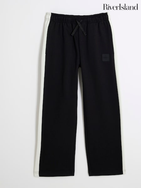 River Island Black Boys Panel Straight 100% Cotton Joggers (F63241) | £16