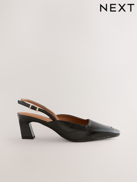 Black Forever Comfort® Square Toe Slingback Heels (F63268) | £35