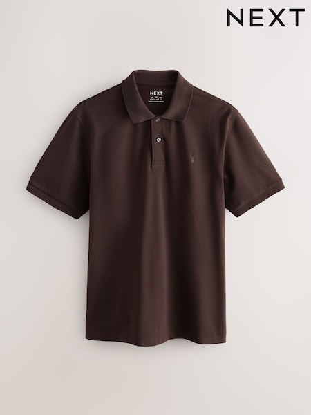 Brown Regular Fit Short Sleeve Pique Polo Shirt (F63279) | £18