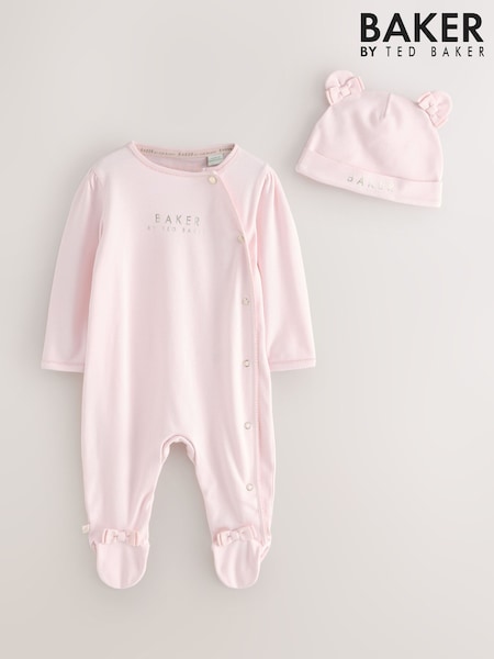 Baker by Ted Baker 2 Piece Stone Printed Sleepsuits & Hats Set (F63317) | £24 - £26