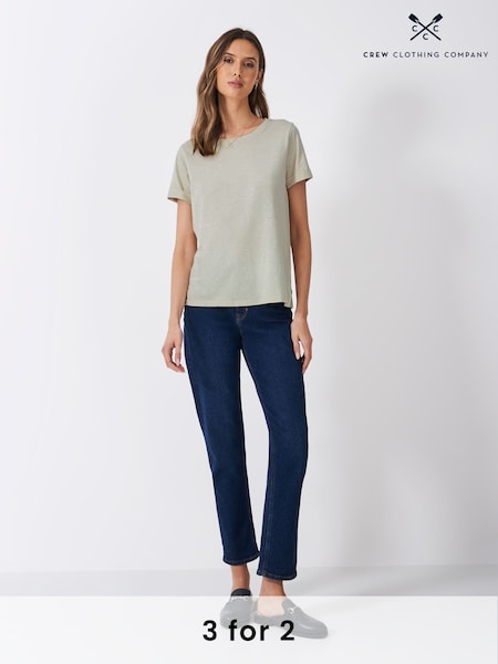 Crew Clothing Company Natural Slub Crew Neck 100% Cotton T-Shirt (F63318) | £22