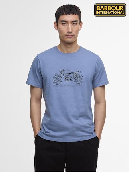 Barbour® International Blue Venture Graph Washed 100% Cotton T-Shirt (F63320) | £35