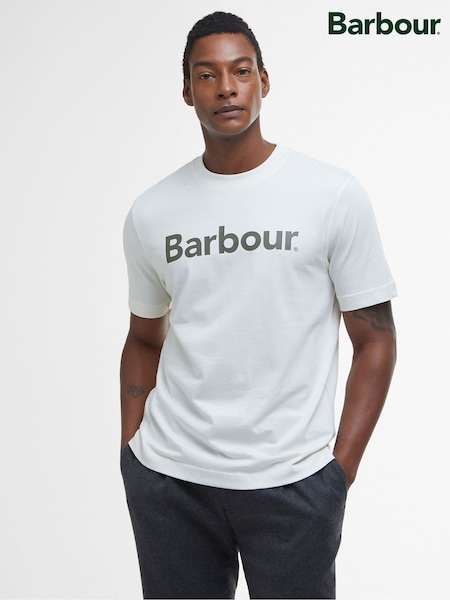 Barbour® White RF Logo Antique 100% Cotton T-Shirt (F63327) | £40