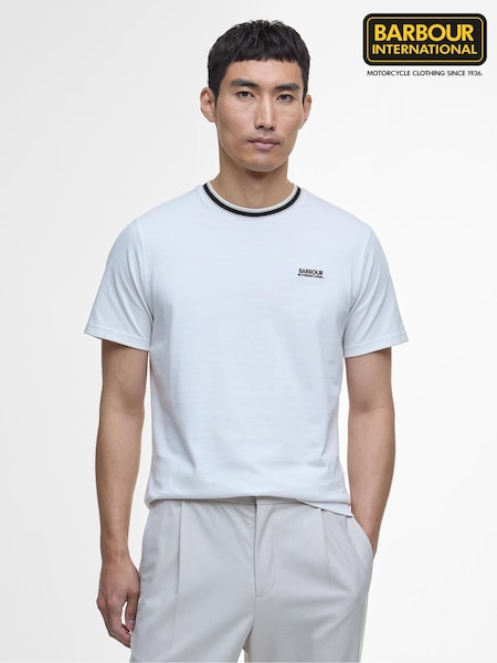 Barbour® International Luca Tipping Whisper 100% Cotton White T-Shirt (F63341) | £40