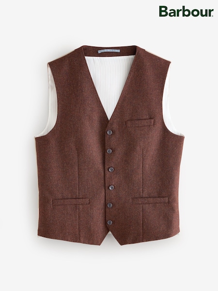 Barbour® Rust Brown Wool Donegal Suit Waistcoat (F63400) | £149