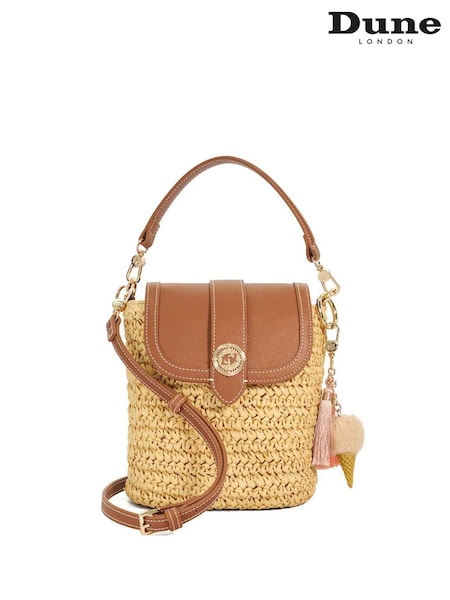 Dune London Natural Dimple Smalle Raffia Cross-Body Bag (F63502) | £99