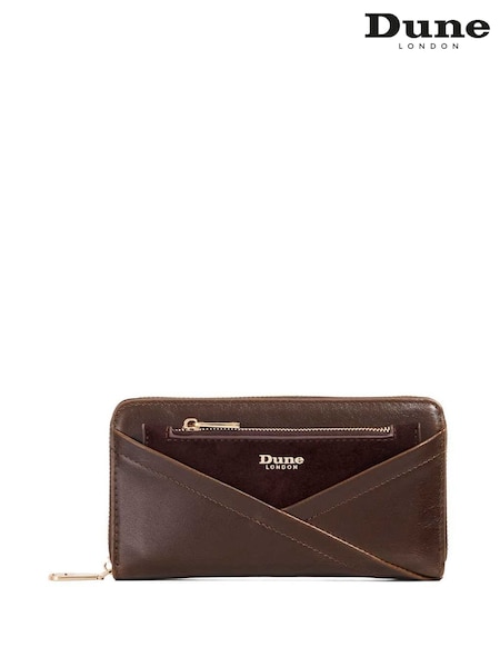 Dune London Brown Chrome Kelbey Zip Around Long Purse (F63539) | £49