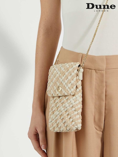 Dune London Cream Saff Woven Phone Cross-Body Bag (F63541) | £79