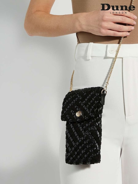 Dune London Black Saff Woven Phone Cross-Body Bag (F63542) | £79
