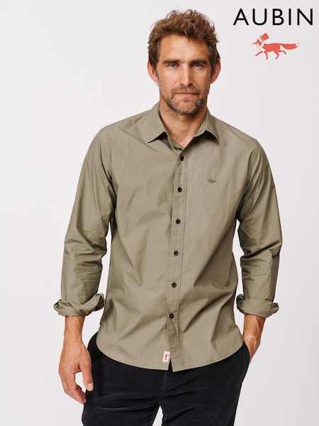 Aubin Green Chase Poplin 100% Cotton Shirt (F63555) | £79