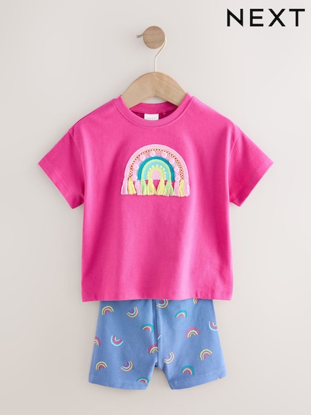 Pink Rainbow Short Sleeve T-Shirt and Cycle Shorts Set (3mths-6yrs) (F63613) | £9 - £10