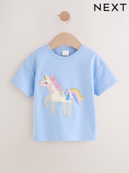 Blue Unicorn Short Sleeve T-Shirt (3mths-7yrs) (F63614) | £8 - £10