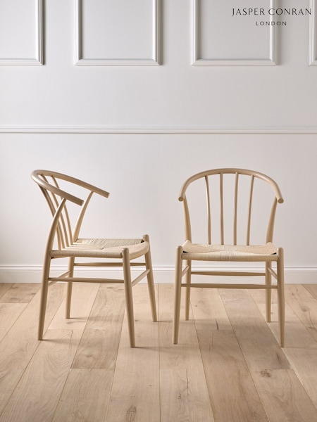 Jasper Conran London Set of 2 Natural Beige Bray Dining Chairs (F63615) | £399