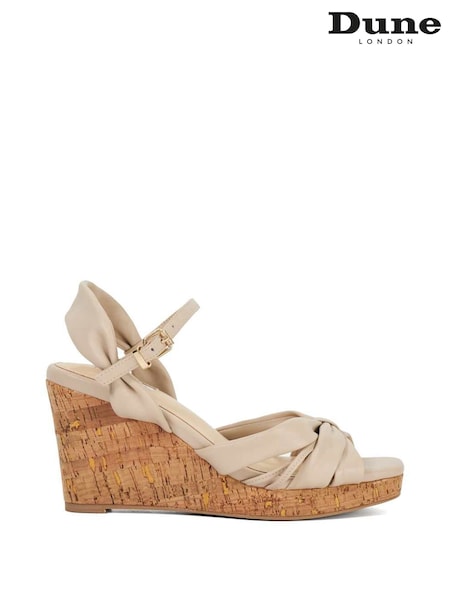 Dune London Cream Brown Kander Knotted Wedge Sandals (F63665) | £99