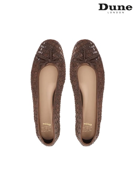 Dune London Brown Heat Woven Ballerina Shoes (F63675) | £79