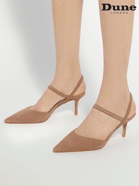 Dune London Brown Standard Fit Classical Elasticated Open Court Shoes (F63679) | £79