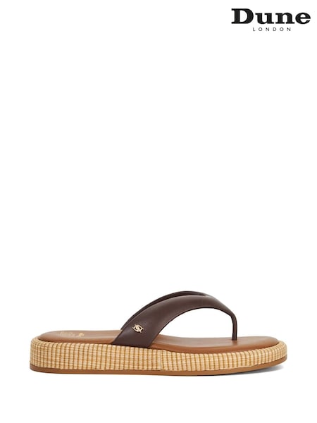 Dune London Brown Laike Thong Flat Wrapped Sandals (F63690) | £79