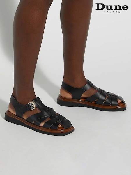Dune London Charcoal Black Lisherman Fisherman Chunky Sandals (F63701) | £89