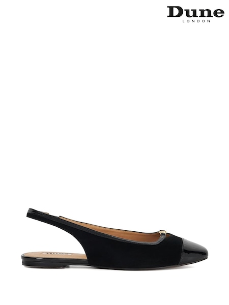 Dune London Black Hanna Slingback Toe Cap Flat Shoes (F63703) | £89