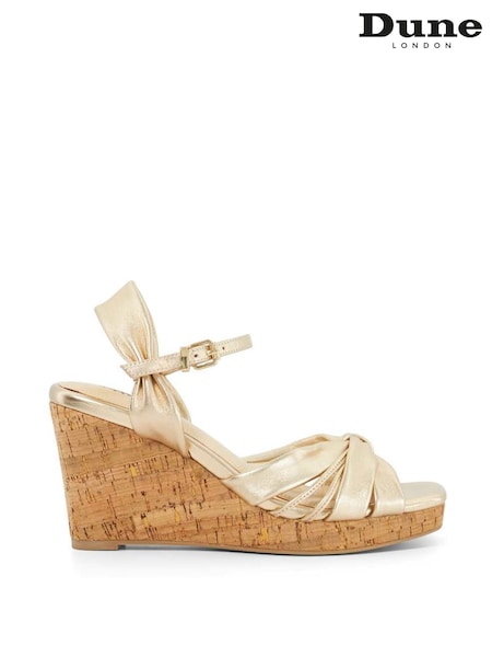 Dune London Gold Kander Knotted Wedge Sandals (F63705) | £99
