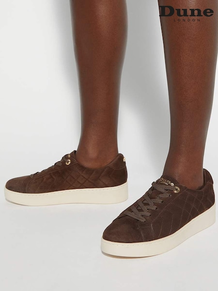 Dune London Brown Egent Quilted Cupsole Trainers (F63712) | £79