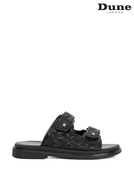 Dune London Black Lottais Quilt Backless Sliders (F63721) | £99