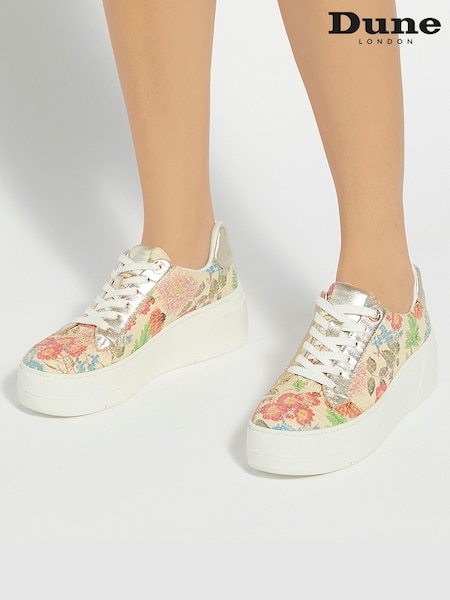 Dune London Natural Dark Episode 2 Flatform Lace Up Trainers (F63723) | £99