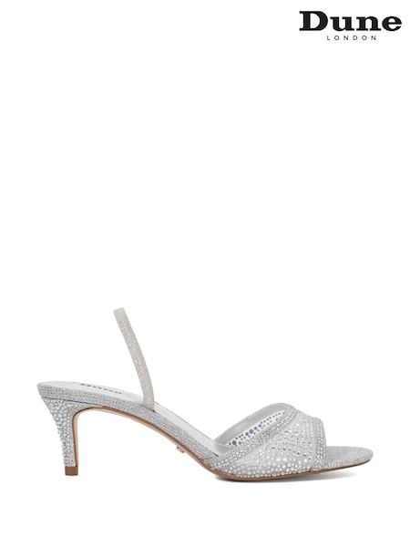 Dune London Silver Standard Fit Mariko Mesh Kitten Heels (F63733) | £89