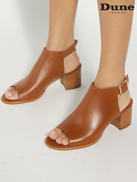 Dune London Tan Joupe Block Heel Mule Shoes (F63735) | £99