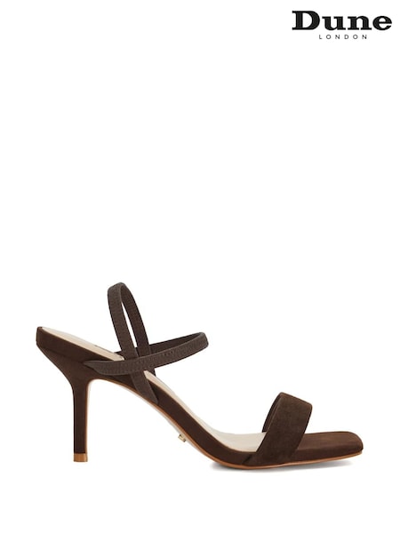 Dune London Brown Methodical Elastic Square Toe Sandals Heels (F63736) | £79