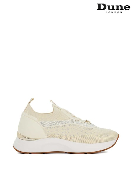 Dune London Cream Eras Fly Knit Runner Trainers (F63742) | £99