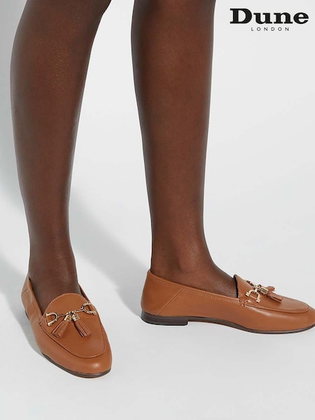 Dune London Red Standard Fit Flexible Sole Graysons Tassel Leather Loafers (F63748) | £89