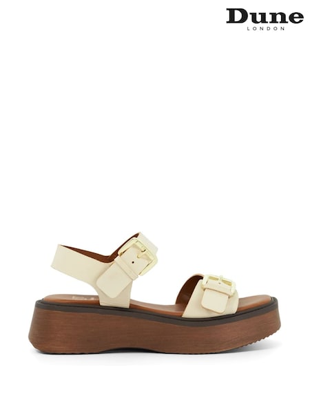 Dune London Cream Luno Buckle Flatform Sandals (F63750) | £99
