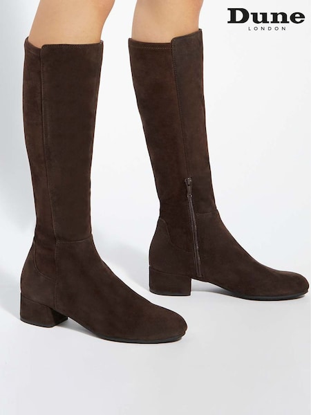 Dune London Brown Tayla Smart Stretch High Leg Boots (F63760) | £159