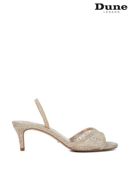 Dune London Gold Regular Fit Mariko Mesh Kitten Heels (F63762) | £89