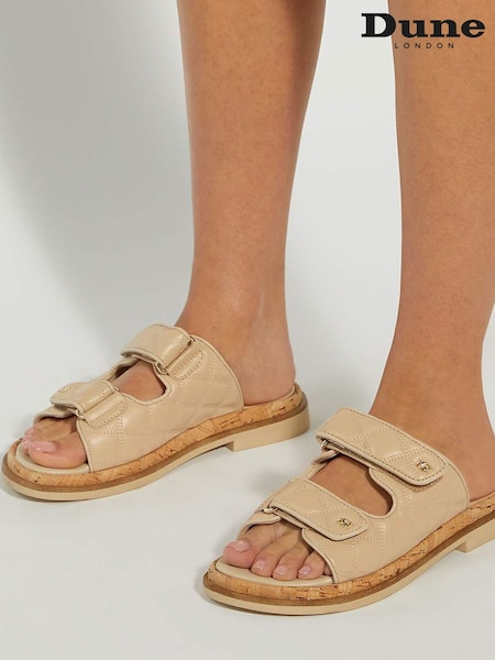 Dune London Brown Lottais Quilt Backless Sliders (F63763) | £99