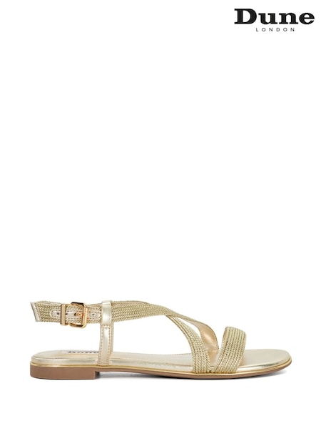 Dune London Gold Brown Lope Cross Over Strap Sandals (F63767) | £69