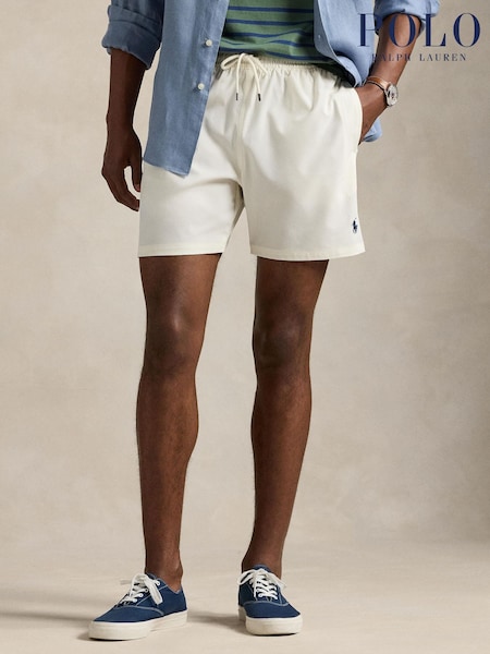 Polo Ralph Lauren Cream Traveler Mid Length Trunk Swim Shorts (F64016) | £90