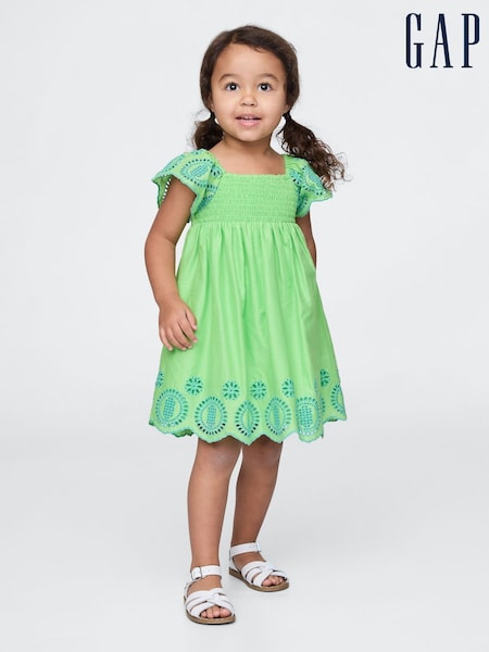 Gap Green Smocked Eyelet Dress (6mths-5yrs) (F64048) | £30