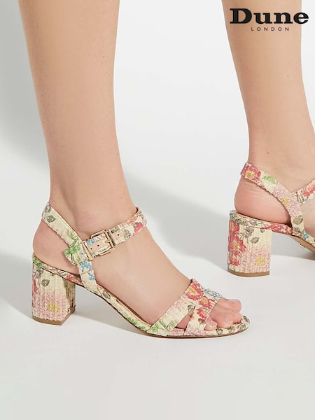 Dune London Cream Wide Fit Merisa 2 Part Block Heel Sandals (F64079) | £89