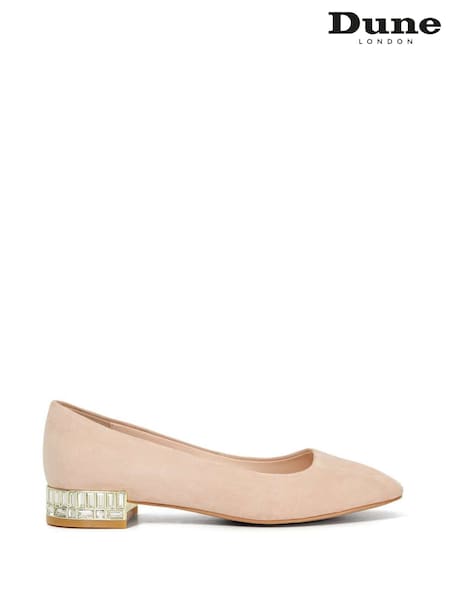 Dune London Nude Ballerina Jewel Heel Court Shoes (F64086) | £99