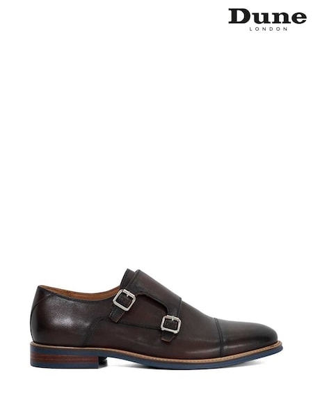 Dune London Brown Seltic Contrast Sole Monk Shoes (F64121) | £119