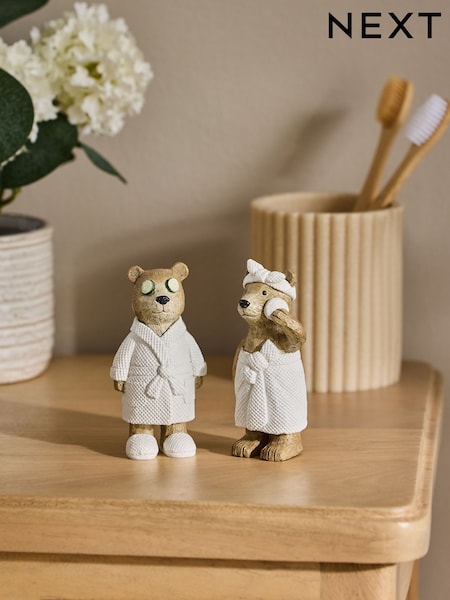 Set of 2 Natural Bertie Bear Spa Ornaments (F64140) | £12