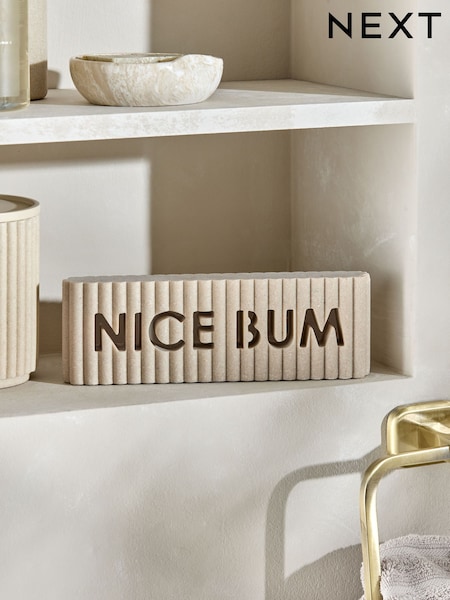 Natural Nice Bum Rib Word Block Ornament (F64144) | £14