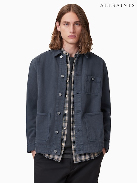 AllSaints Blue Eavis Chore 100% Cotton Jacket (F64190) | £169